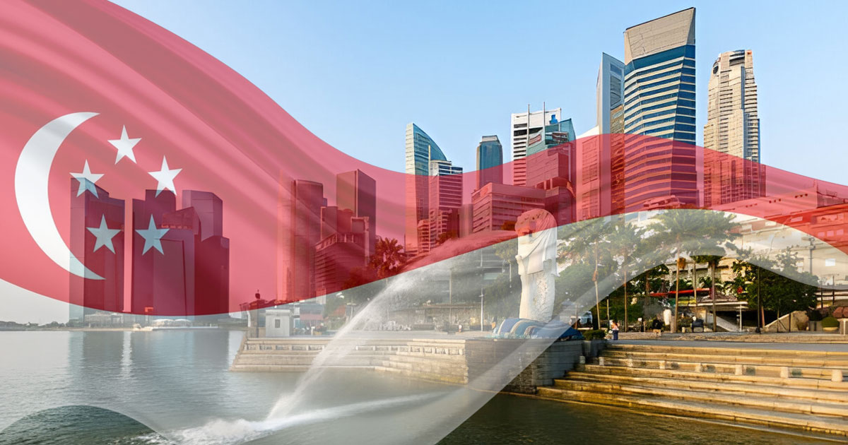 The Swiss flag and prominent banking buildings, a visual representation of Singapore offshore banking